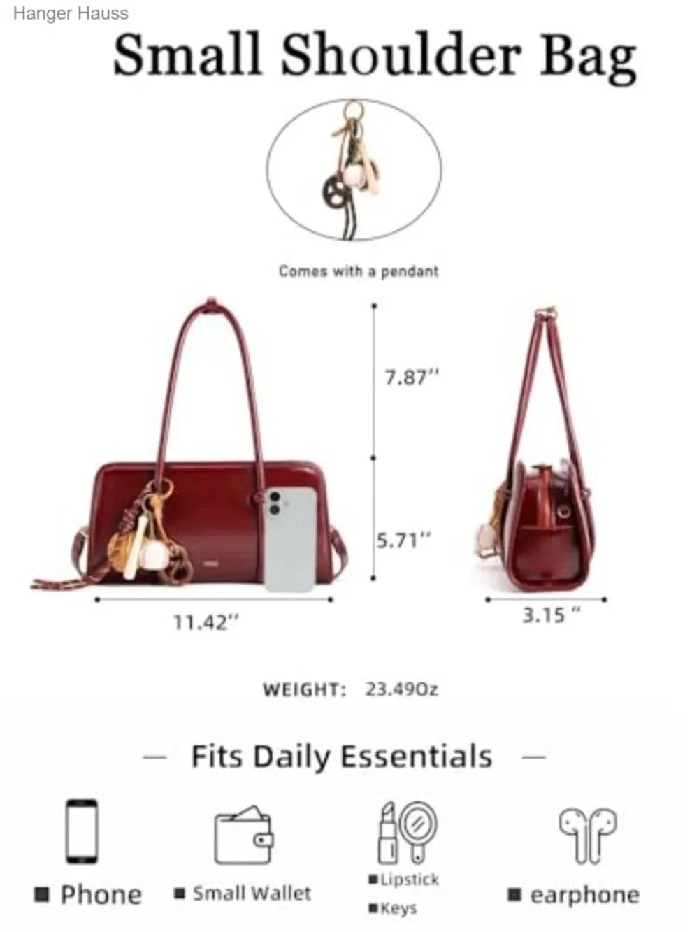 Women's Top Handle Satchel Bag - Faux Leather Crossbody with Detachable Strap